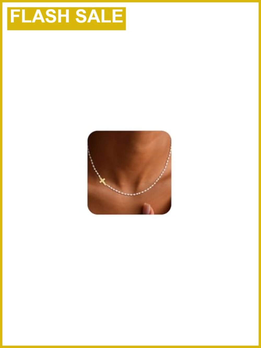14K Gold Plated Cross Pendant Necklace Dainty Pearl Link Chain Choker